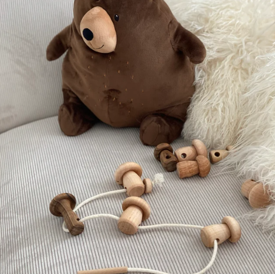 Mushrooms Wooden Lacing Toy