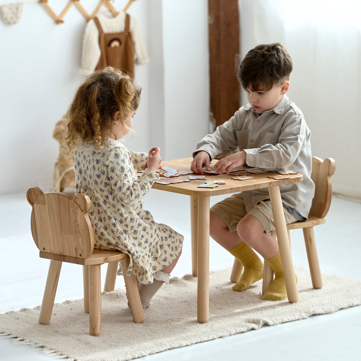 Wooden Toddler Table and Chairs Set