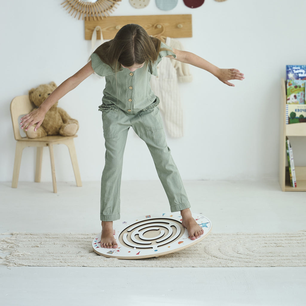 Wooden Wobble Balance Board with Labyrinth