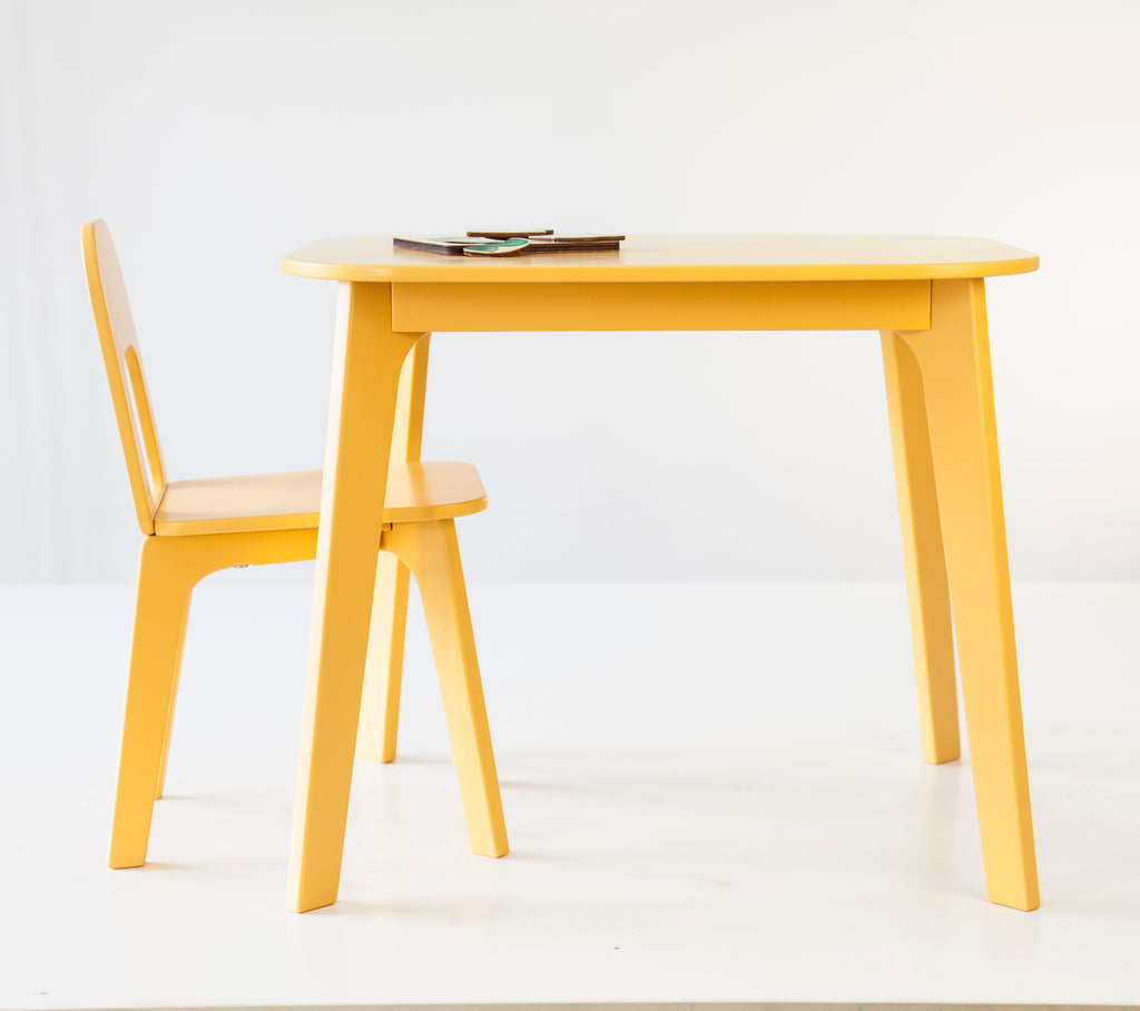 wooden kids table and chair set