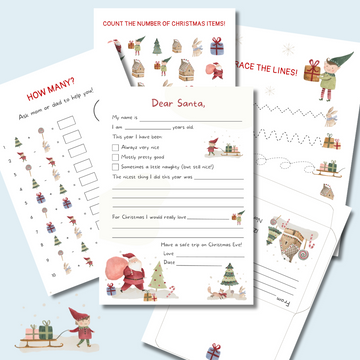 Printable Letter to Santa with 3 Activity Pages and Envelope