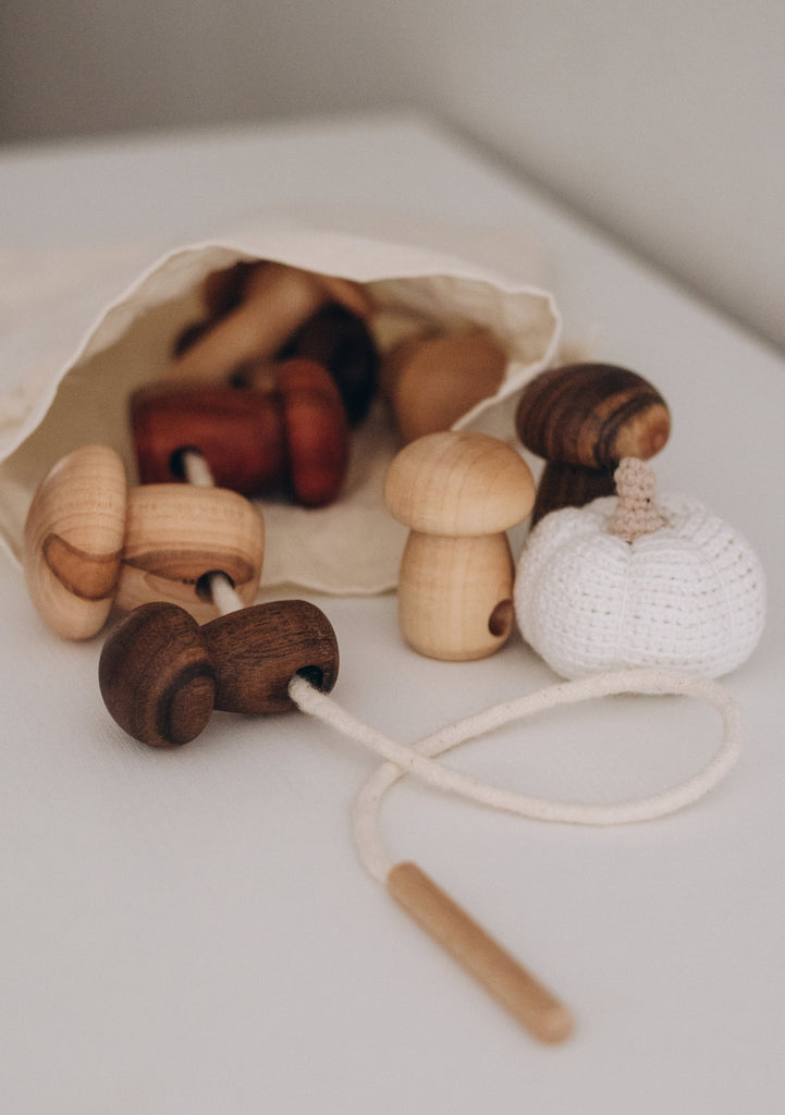 wooden mushrooms toy
