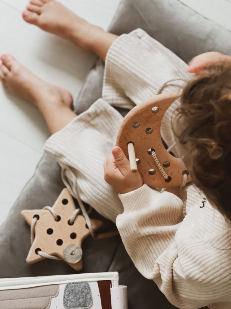 wooden lacing toy